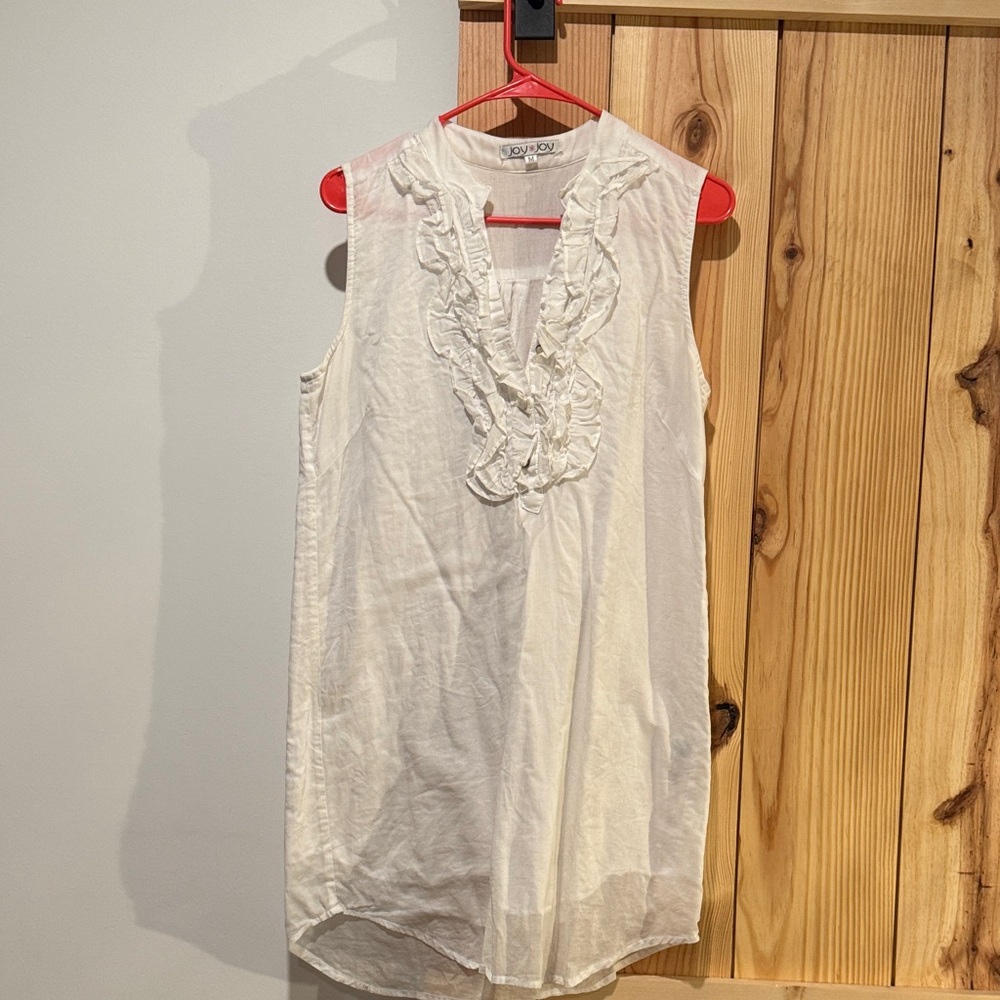 Joie Cream Sleeveless Ruffle Blouse